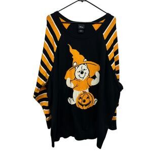 Disney Winnie Pooh Halloween Sweater Witch Pumpkin Stripes Spooky Plus 4X